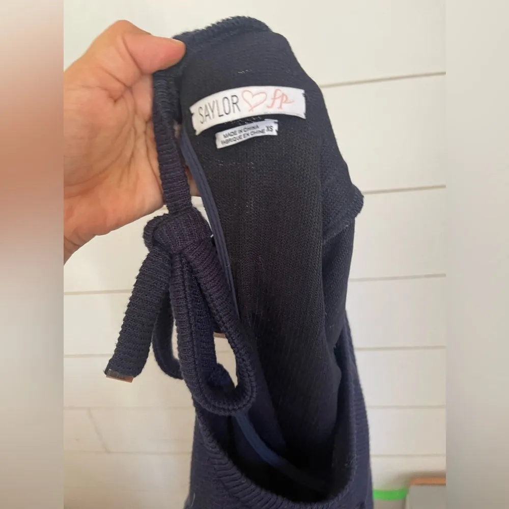 Saylor x Free People Blue Chase Knit Mini Ruffle Sweater Dress Size x-Small - Image 10