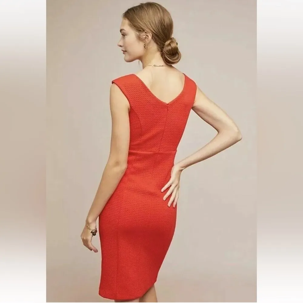 Maeve Red Quilted Button Front Sleeveless Sheath/Pencil Dress Size Small - Image 7