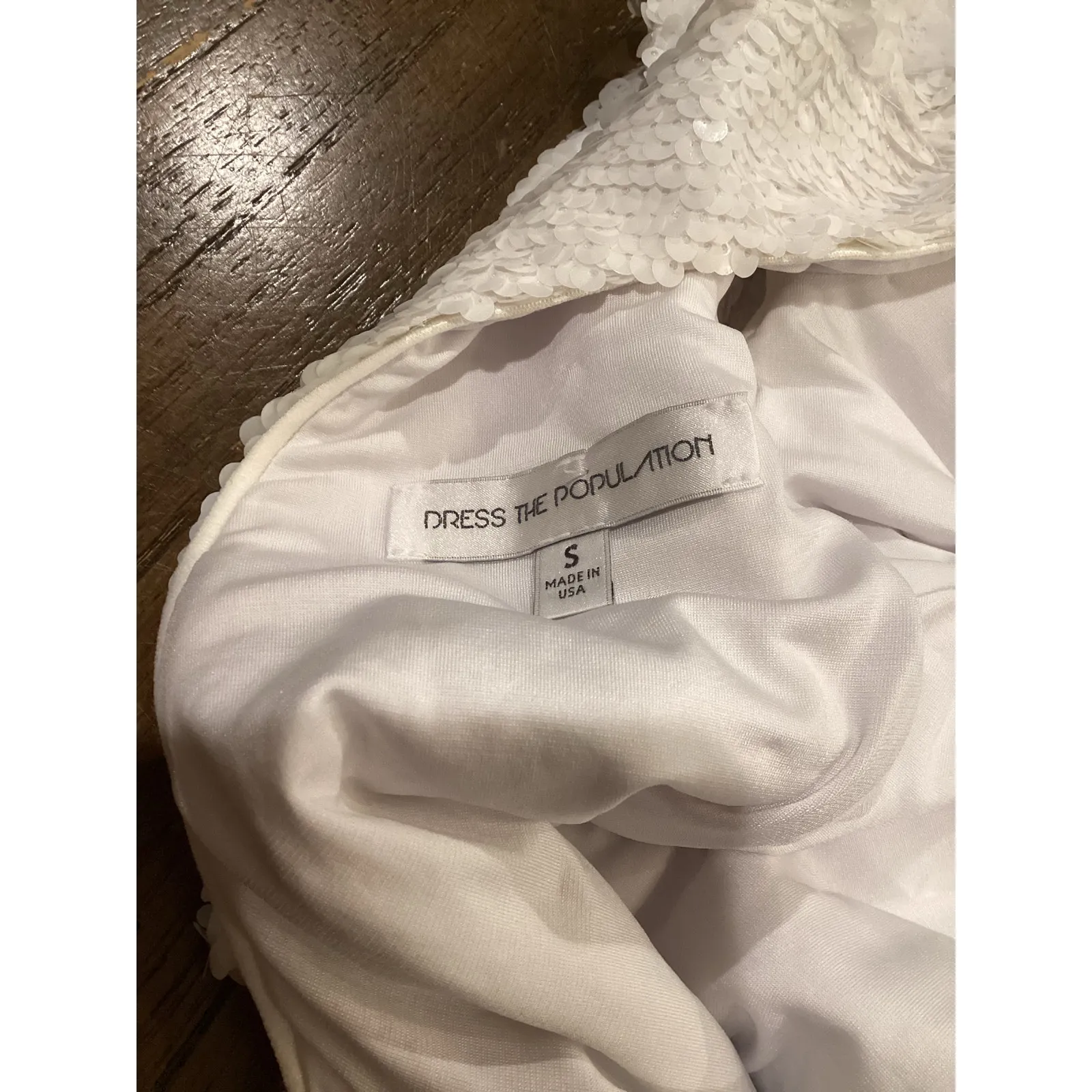 Dress the Population marcella white Sequin Bodycon low back Midi Dress Small - Image 4