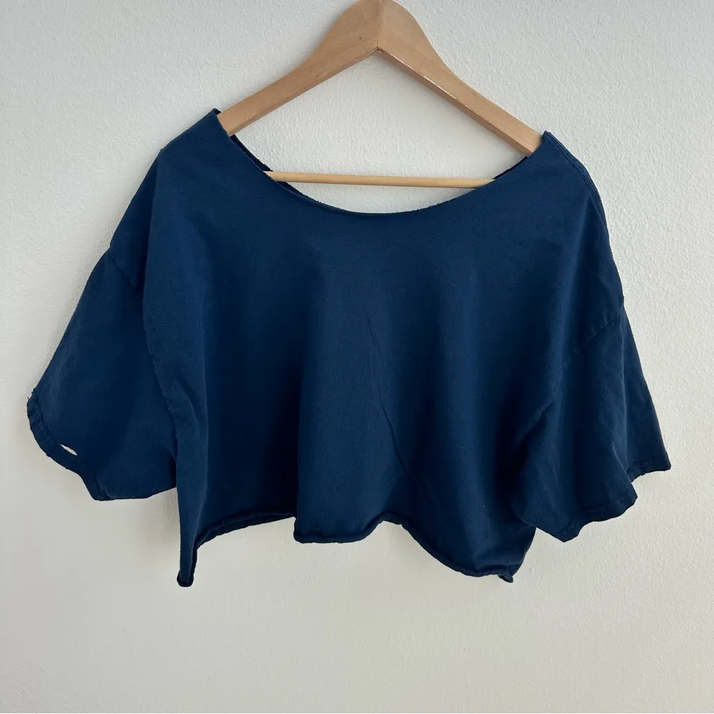 Yale University Off the Shoulder Crop Top Blue Size XL - Image 4