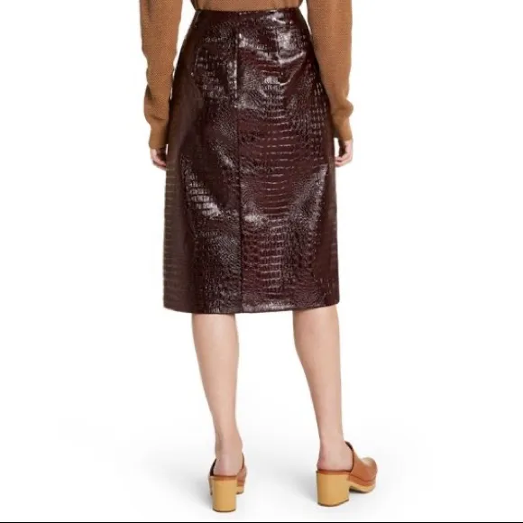Rachel Comey x Target Skirt Size 0 Faux Leather Textured Brown Pencil Skirt NWT - Image 2