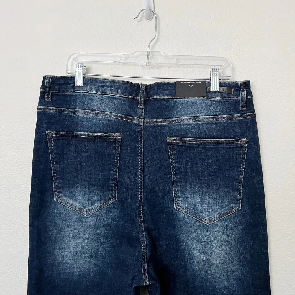 [Risen] Claire Dark Wash High Rise Denim Cutoff Bermuda Shorts Button Fly Sz 2XL - Image 5