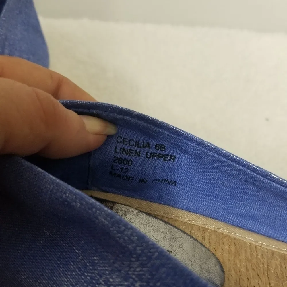 Ralph Lauren Linen Espadrille Wedges Blue Size 6 - Image 8