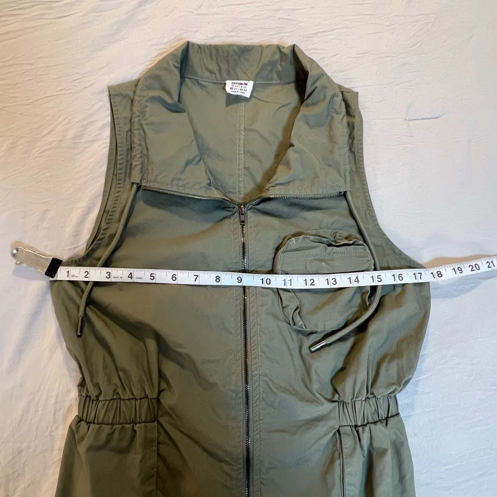 Cotton On Women Olive Green Zip-Up Vest Dress Size 8 - Image 6