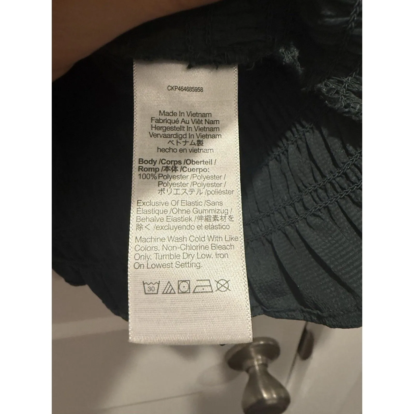 Women’s Madewell Lucie Bubble Sleeve Smocked Crinkle Top Blouse Small Green Palm - Image 4