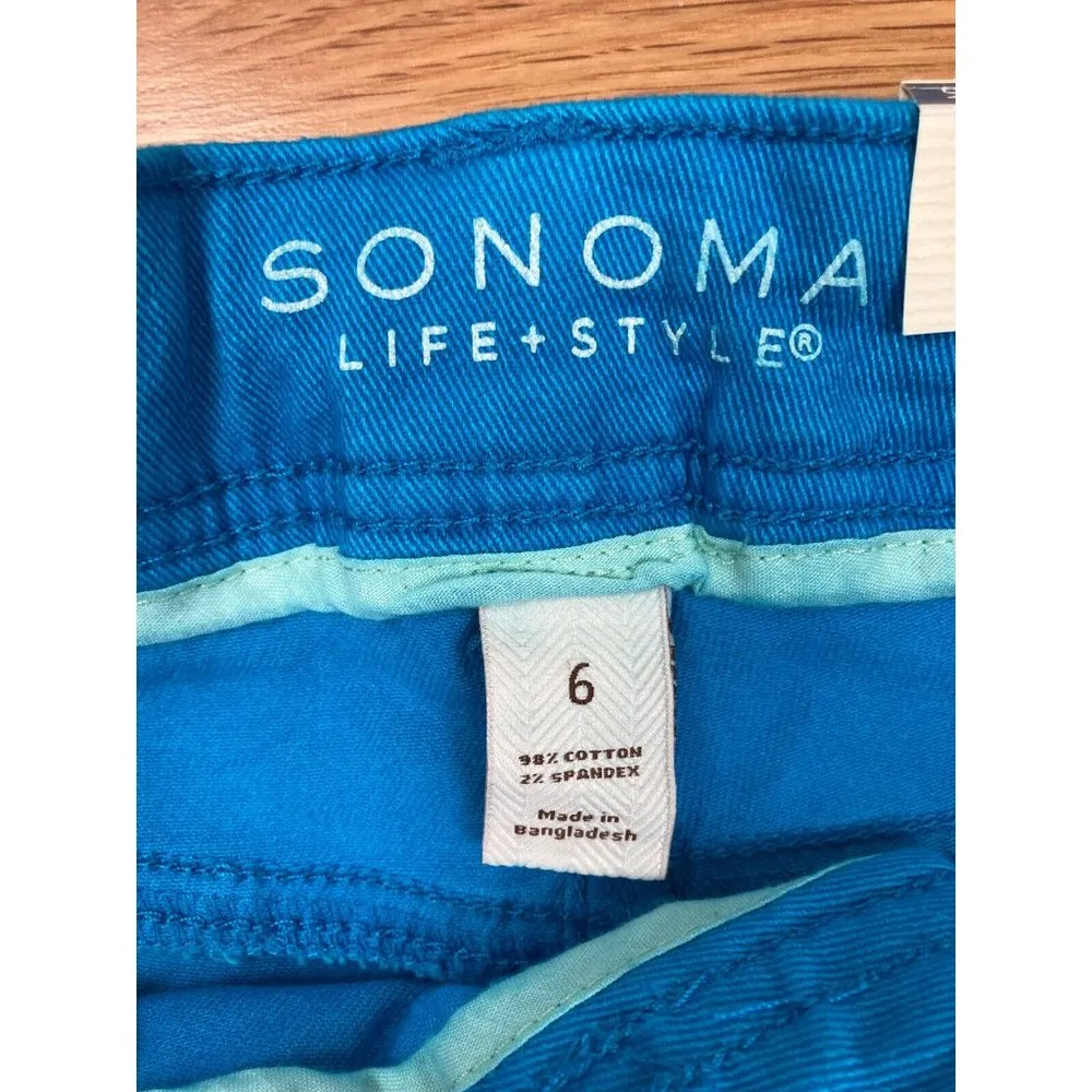 New Sonoma Life + Style Modern Fit Bermuda Shorts Womens 6 Turquoise Blue Casual - Image 3