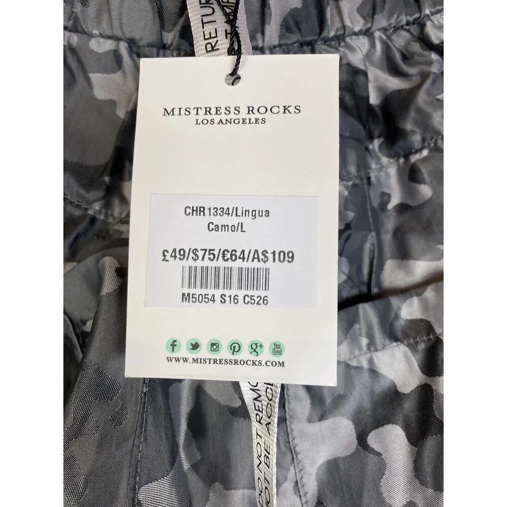 MISTRESS ROCKS Lingua Gray Camo Jogger Parachute Pants Medium NWT - Image 8