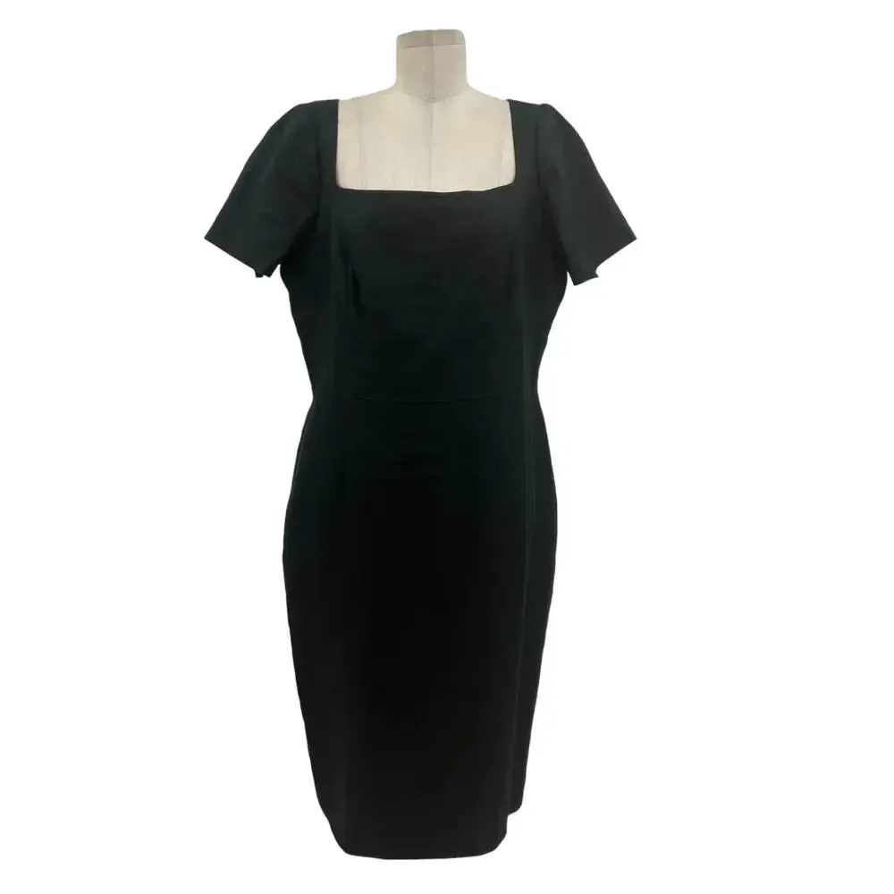 J.Crew Squareneck Sheath Dress in Stretch Linen Blend Black‎ Size 16T Tall Black - Image 2