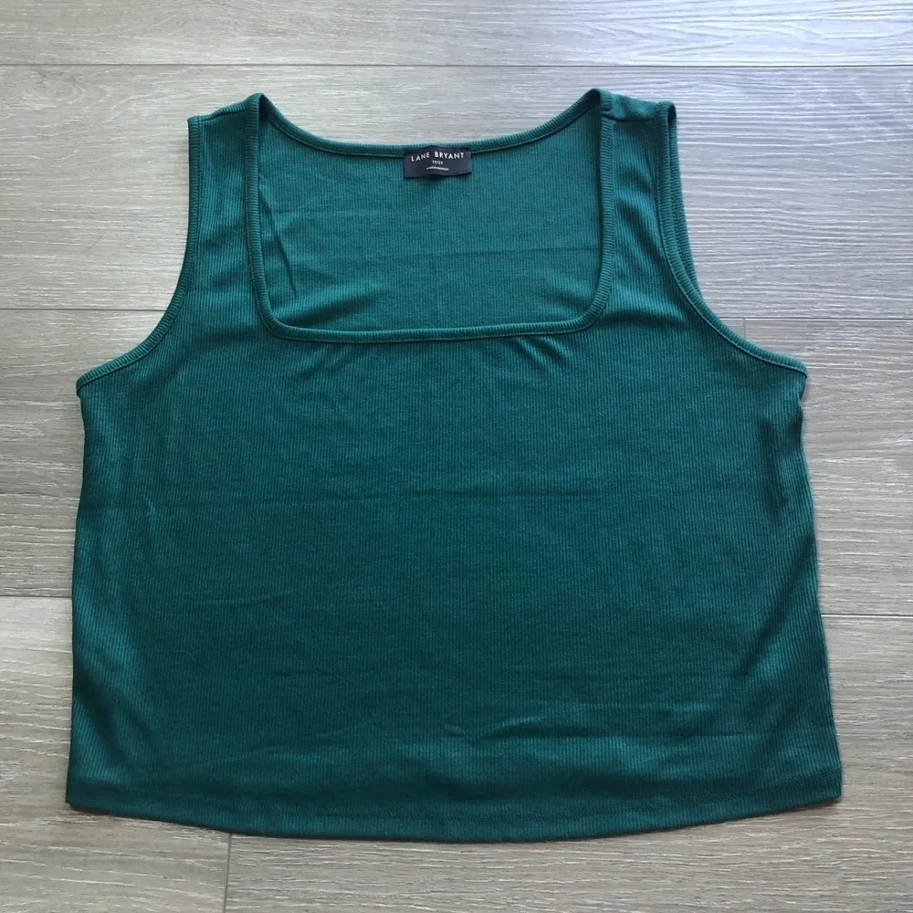 Lane Bryant Ribbed Green Green Square Neck Fitted Crop Top Size 18/20 1X - Image 2