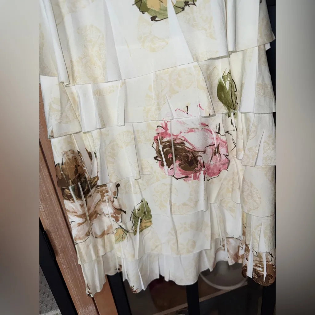 Deadstock y2k Forever 21 tank top ruffle blouse tiered floral twentyone beige - Image 6