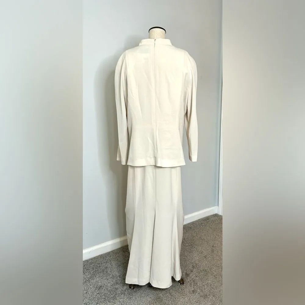 Vintage Daymor Couture Cream Beaded Formal Gown with Attached Jacket size 18 - Image 6