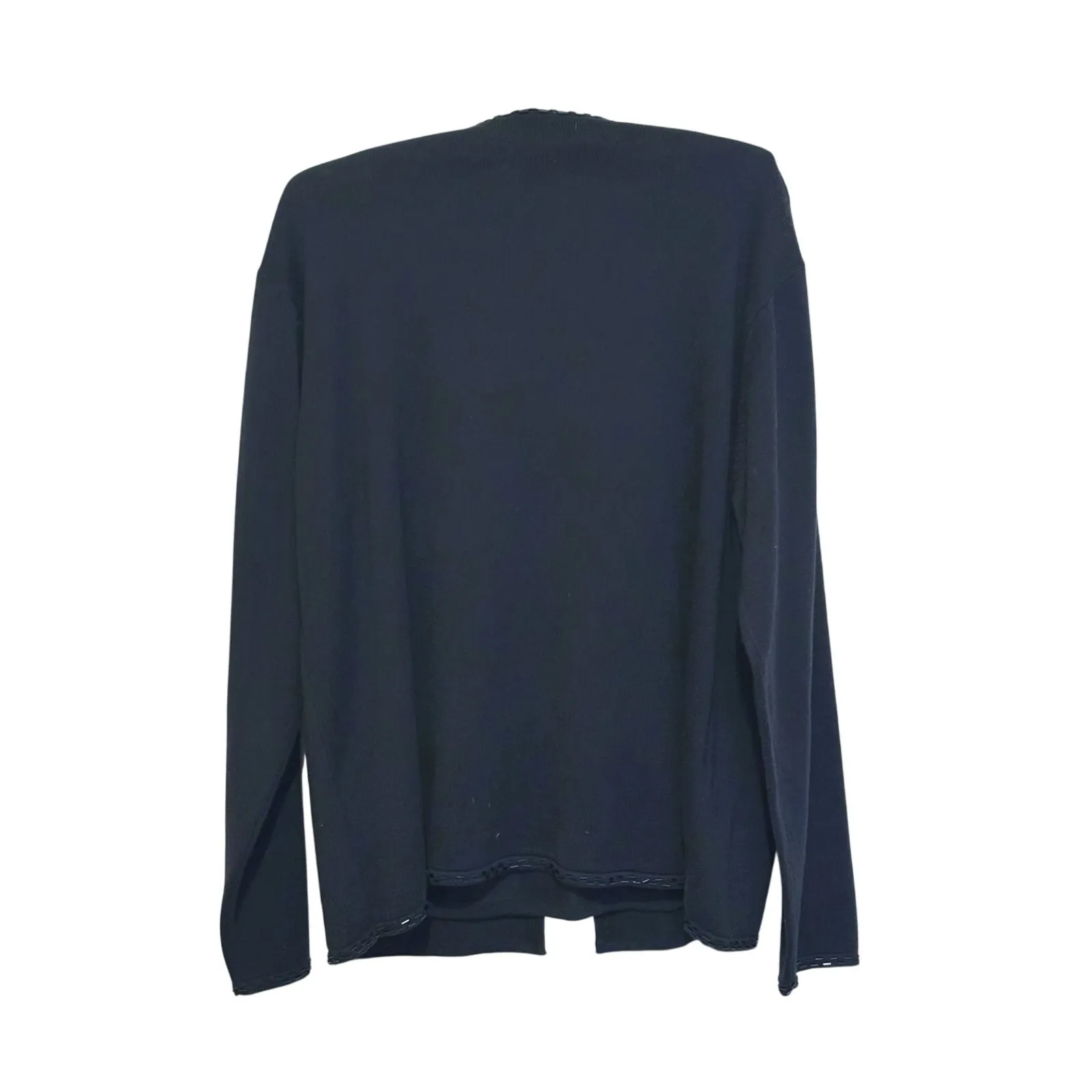 VTG Crystal Kobe Whimsigoth Beaded Heart Cardigan Womens XL Black Retro Grandma - Image 4