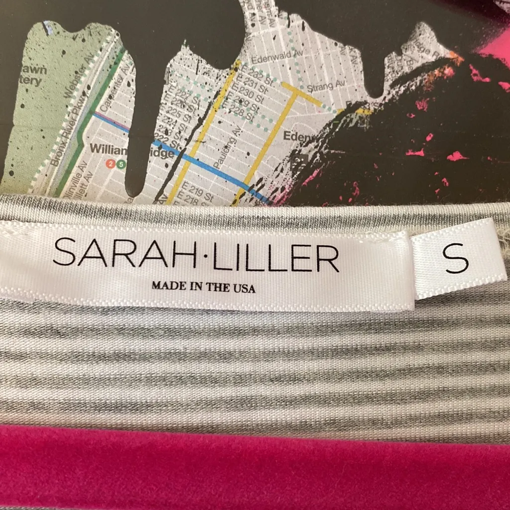 Women's Small Short Sleeve Stripe Jersey Dress Twist Front Teacher Modest Casual White - Image 6