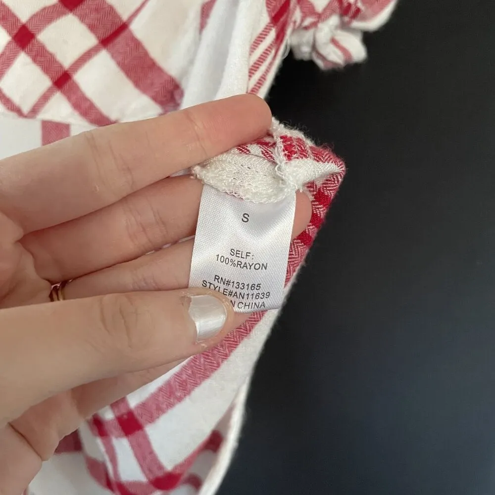 Altar'd State red and white cowgirl Plaid State Tie-Front Button-Up Shirt S - Image 5