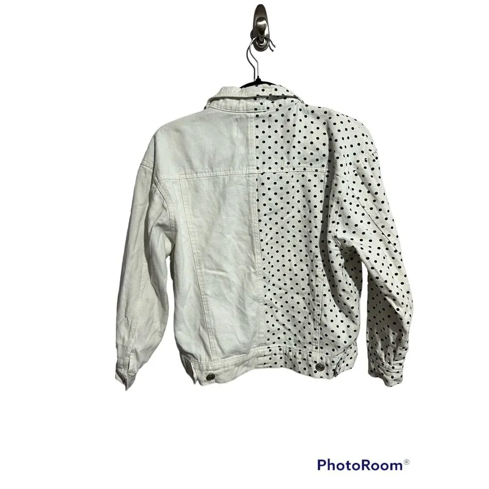 ASOS Signature 8 White and Black Polka Dot Denim Jacket S - Image 2