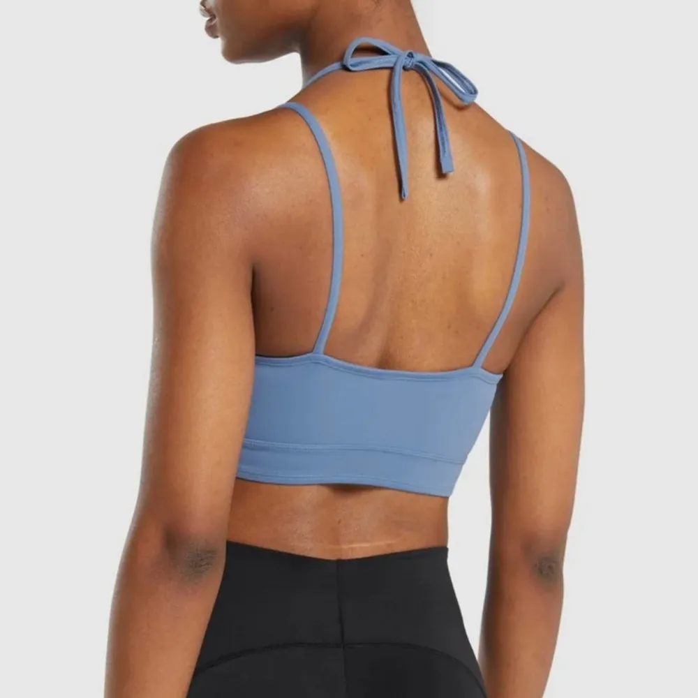 NWT GYMSHARK HALTERNECK CROP CAMI TANK IN FADED BLUE - Image 2