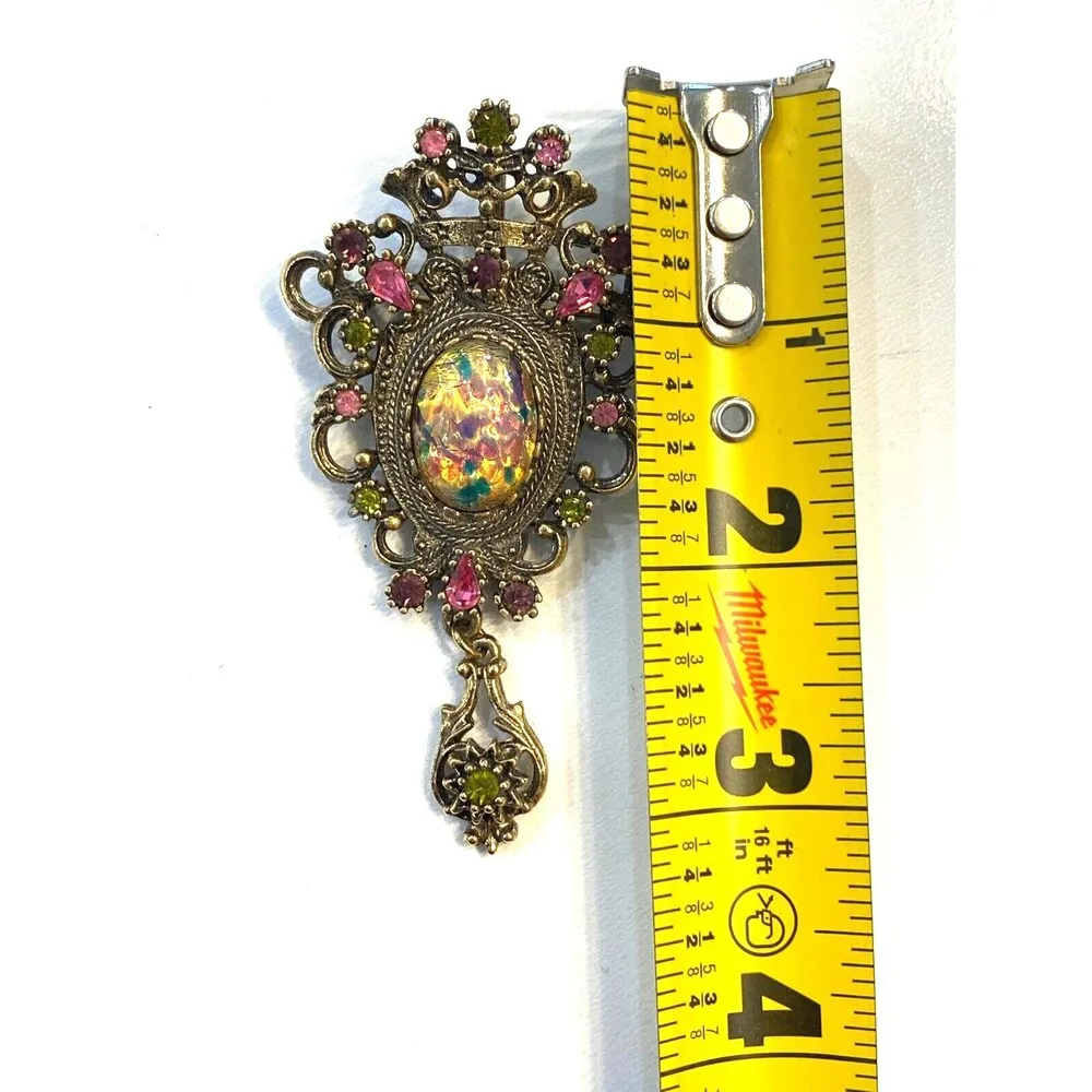 Vintage 70's Signed Sarah Coventry Contessa Rhinestone Brooch Pendant - Image 8