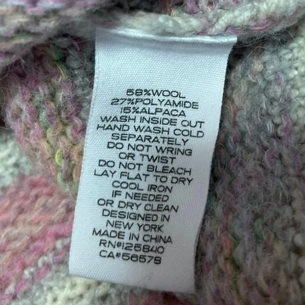 Intermix Pink Multicolor Rainbow Striped Wool Knit Long Sleeve Sweater Top Sz XS - Image 4