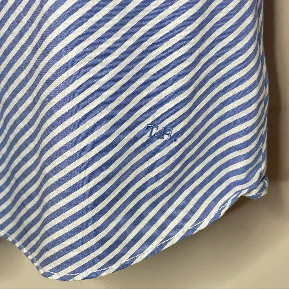 TOMMY HILFIGER Blue & White Pinstripe Button-Down Dress Shirt, XL - Image 4