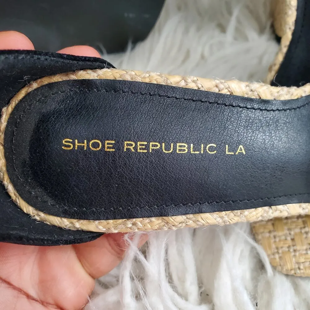 Shoe Republic LA Black Chunky Heel Open Toe Strappy Sandals Size 7.5 - Image 10