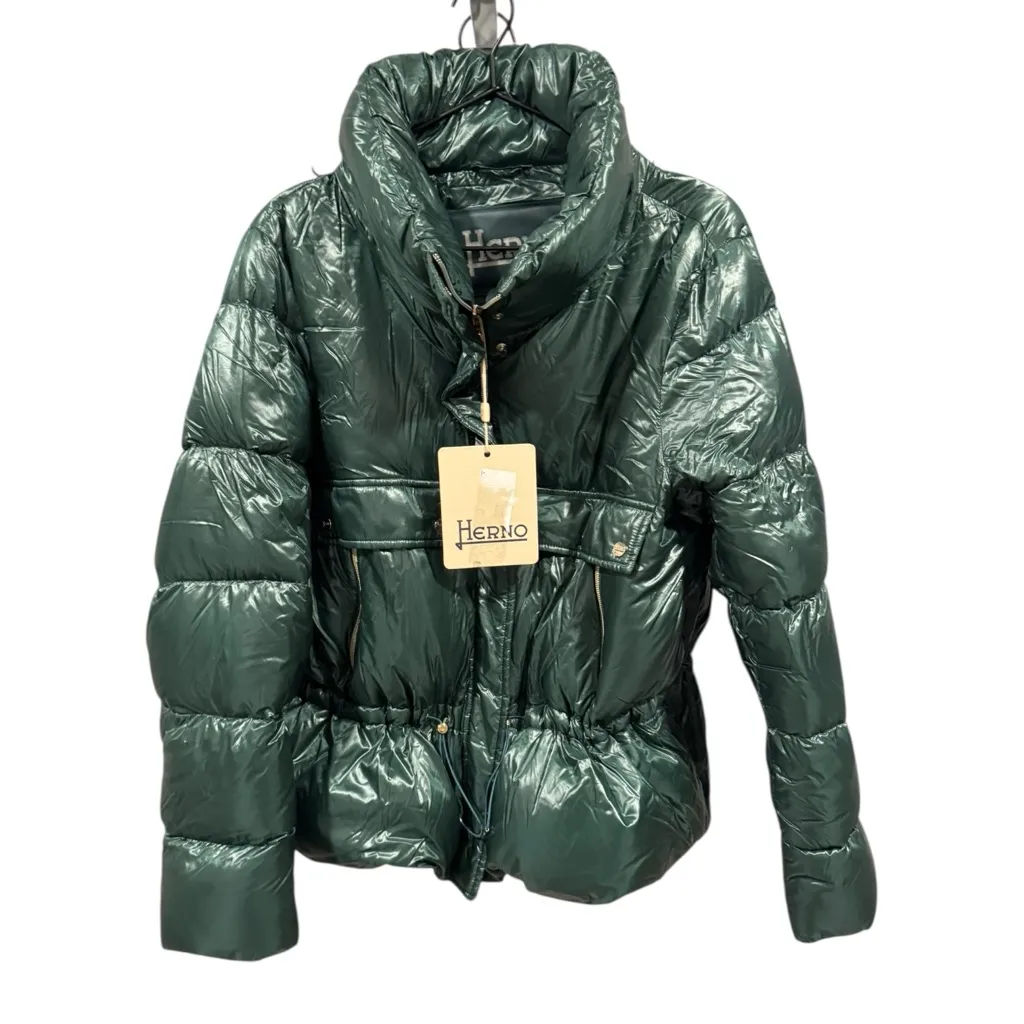 Herno Down Jacket Lightweight Nylon Green 14 Warm Puffer XL - Image 5