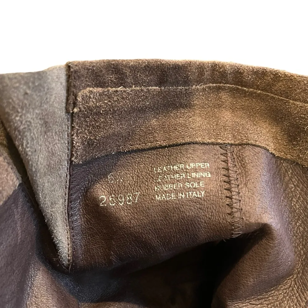 Garnet Hill Taupe Suede Buckle Accent Mid Calf Moto Boot, Sz 6.5 - Image 13