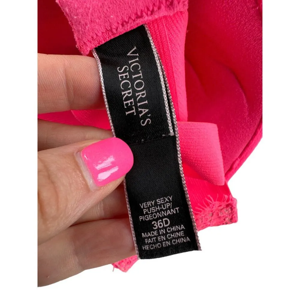 Victoria's Secret Hot Pink Strappy Very Sexy Push-Up Bra Women's 36D - Image 12