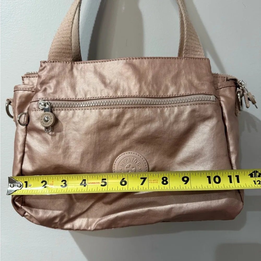Kipling Elysia Tote Shoulder Bag Pink Metallic Purse Adjustable Strap Not Incl P - Image 12