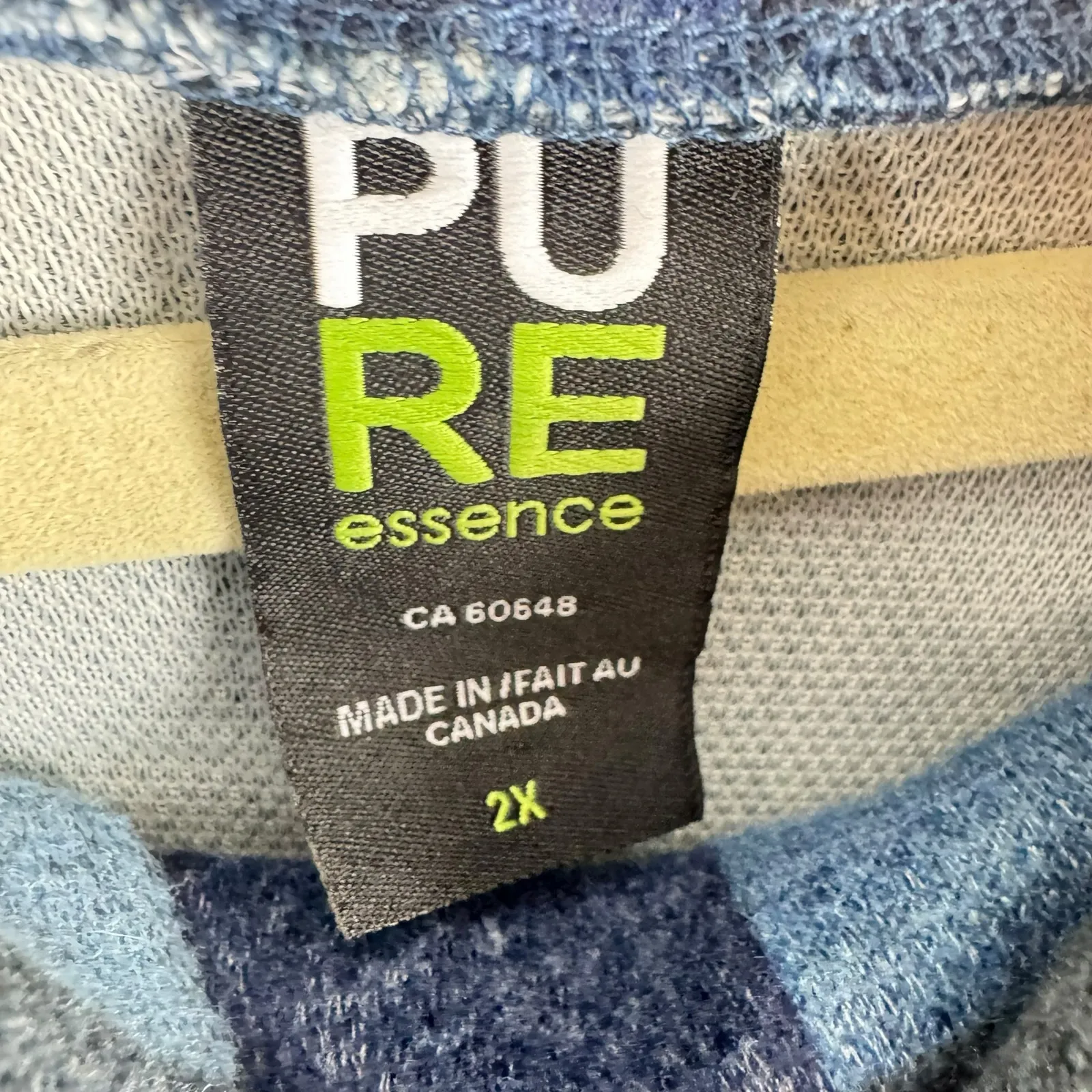 PURE Essence Blue Check Button Detail Cowl Neck Long Sleeve Pullover Top Size 2X - Image 5
