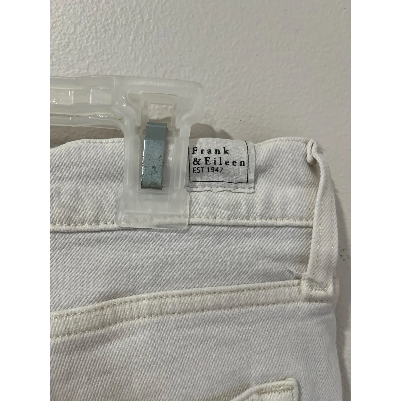 Frank & Eileen Cork High Rise Slim Straight Raw Hem Jeans White Size 30 - Image 6