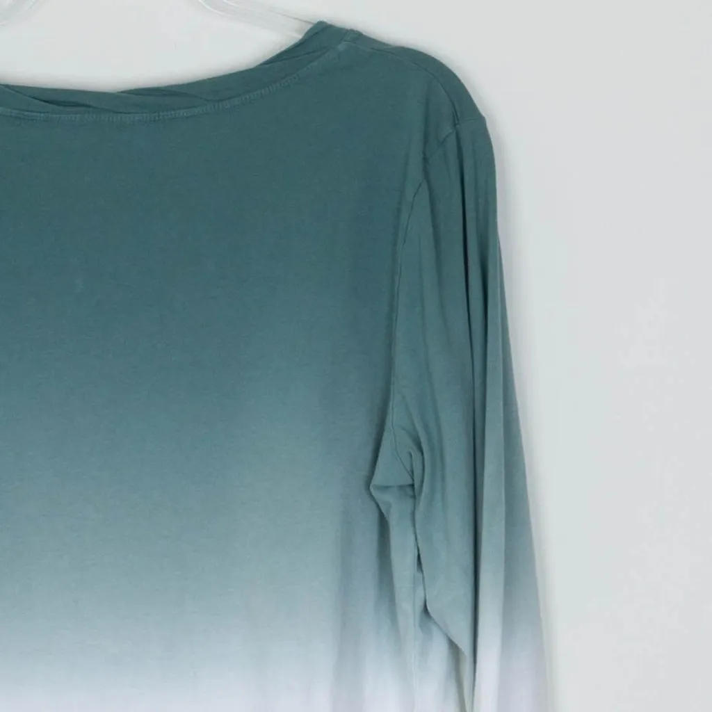 Candace Cameron Bure Womens Dip Dye Ombre Long Sleeve‎ Top Size L Lagenlook Boho Blue Size L - Image 7