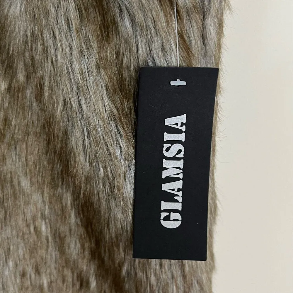 NWT Glamsia Faux Fur Vest in Tan/Brown Size XL - Image 6