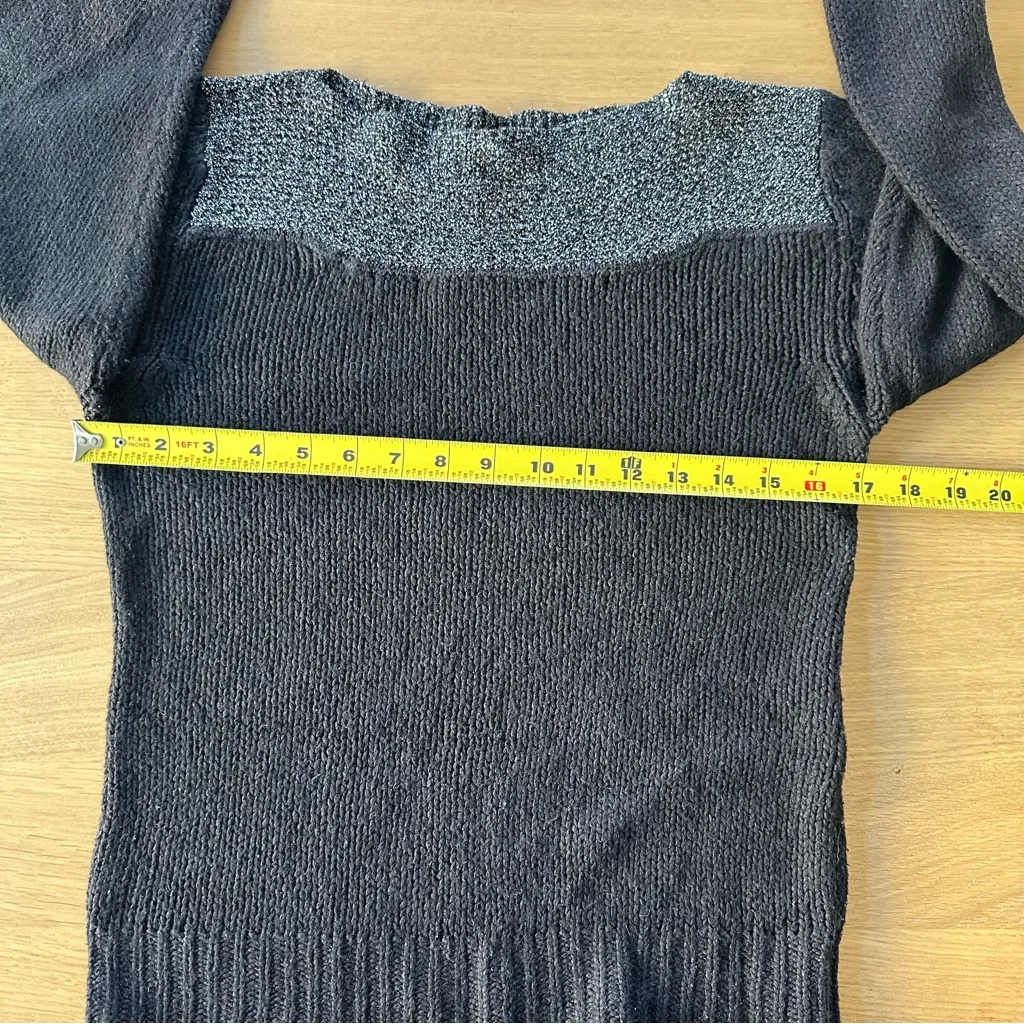 VINTAGE 80s Kitty Hawk Silk/Angora Blend Knit Sweater M Black/Silver Glam Tinsel Black Size M - Image 8