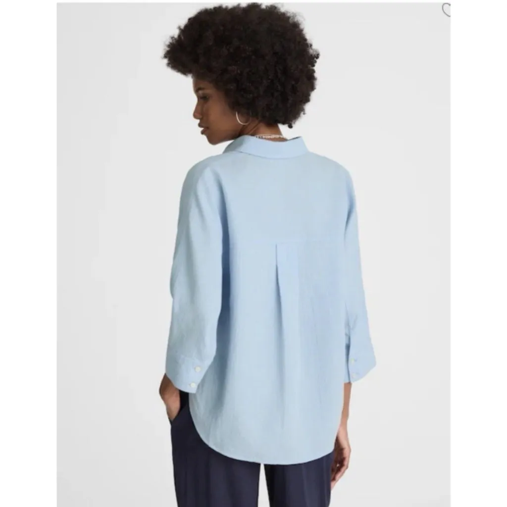 Madewell $98 Cotton Double Gauze Oversize Shirt Pool Blue Size XL #NV185 - Image 5
