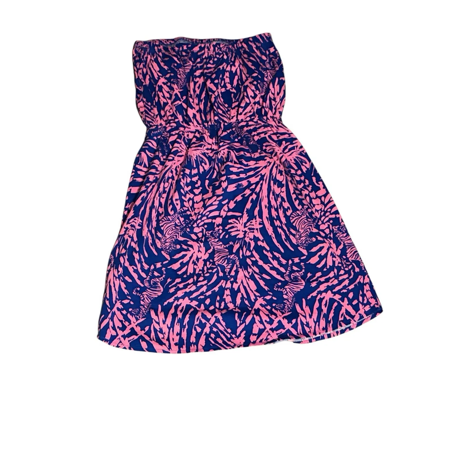Lilly Pulitzer Windsor Strapless Dress Women's S‎ Pink Blue Zebra Grass Resort - Image 2