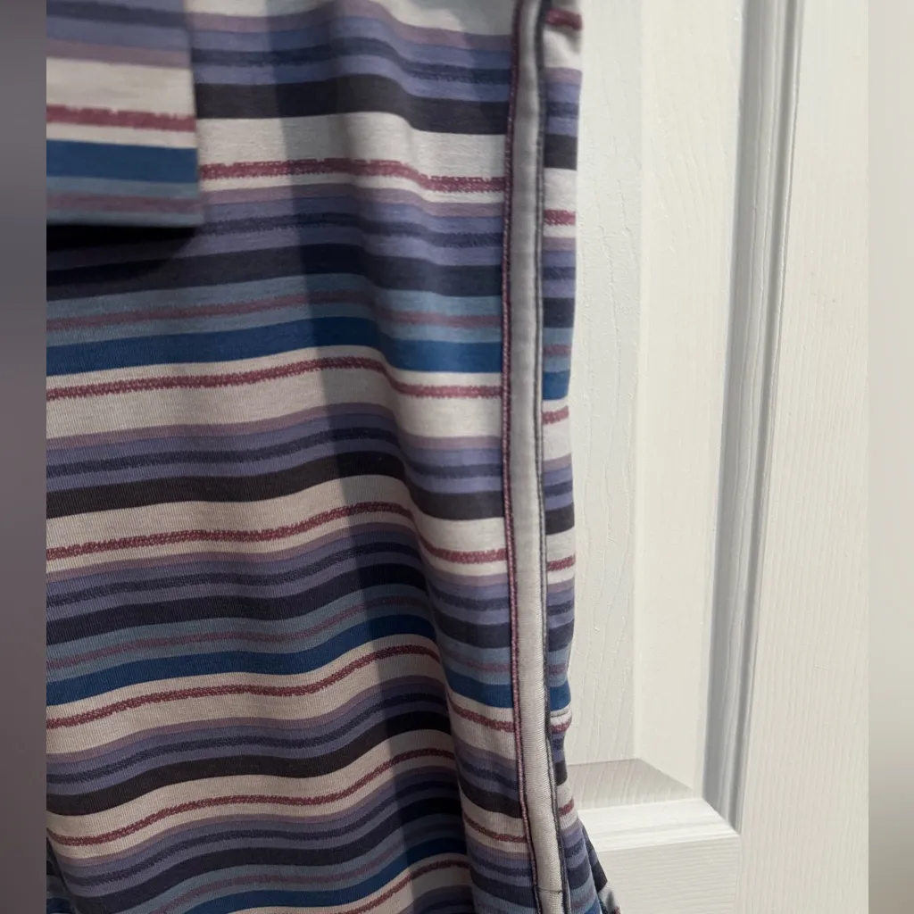 Title Nine Crossover High Neck Striped Hoodie Blue Purple Thumb Holes Size M - Image 10