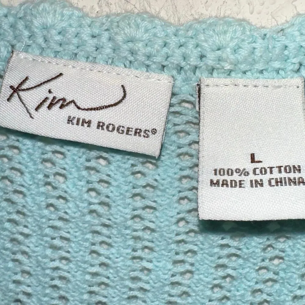 Kim Kim Rogers Light Blue Crochet Cardigan - Image 3