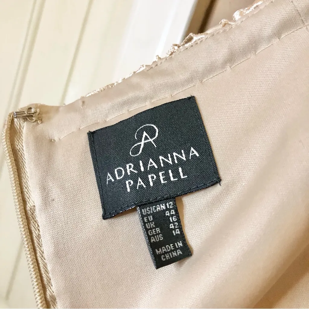 Adrianna Papell Lace Strapless Sheath Cocktail dress cream nude 12‎ - Image 5