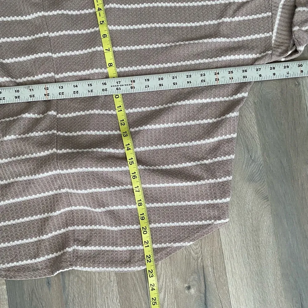 Womens Shirt Long Sleeve Tan White Top V Neck Knot Tie Size XL  LightWT - Image 5