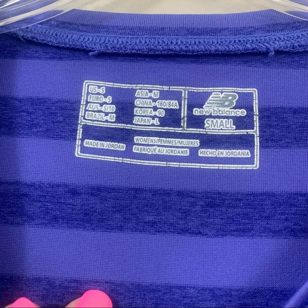 New Balance Lighting Dry Striped Purple Long Sleeve Athletic Top - Image 2