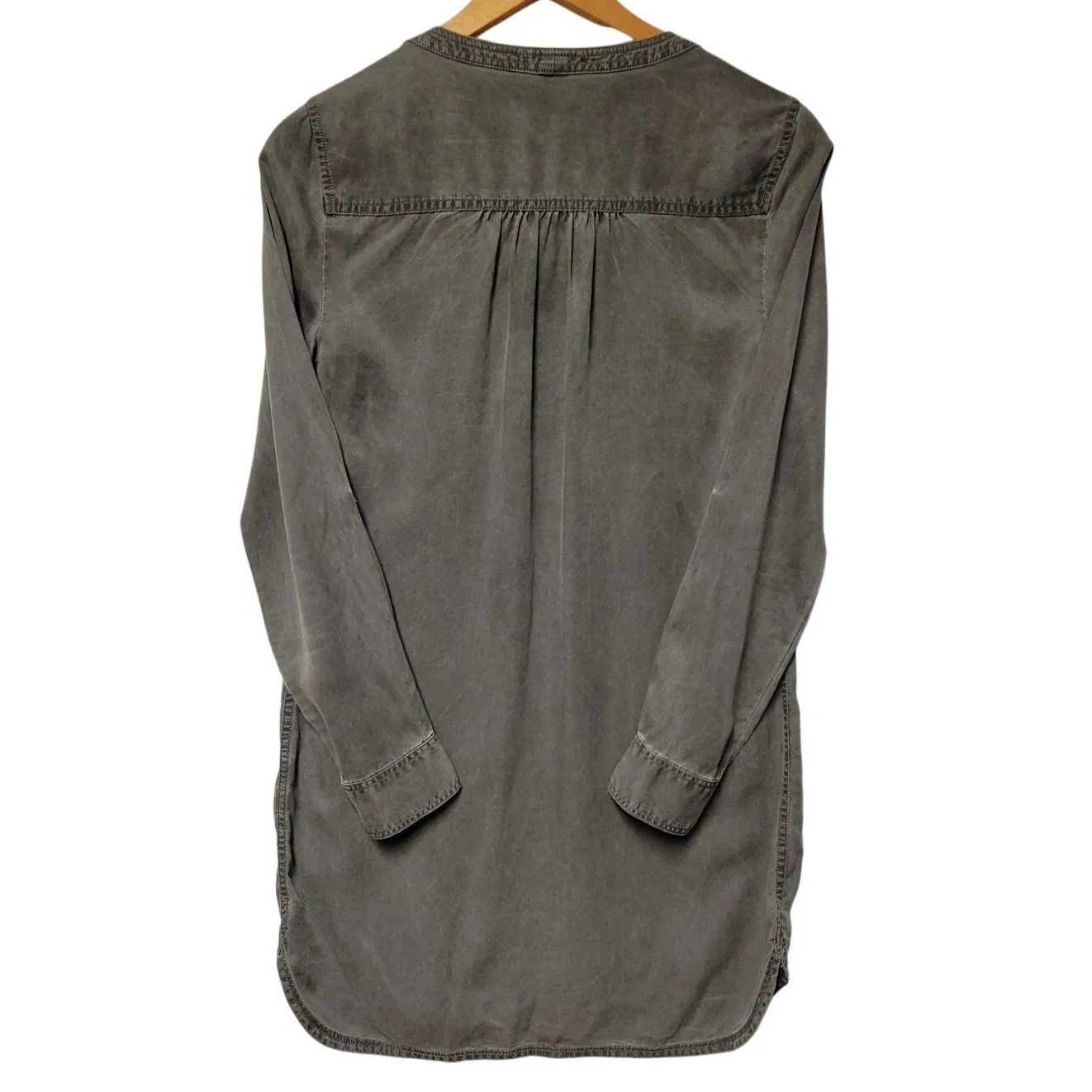 Chambray Charcoal Gray Shirt Dress Lace Up‎ Neckline Rocker Punk Emo Grunge Sz S - Image 2