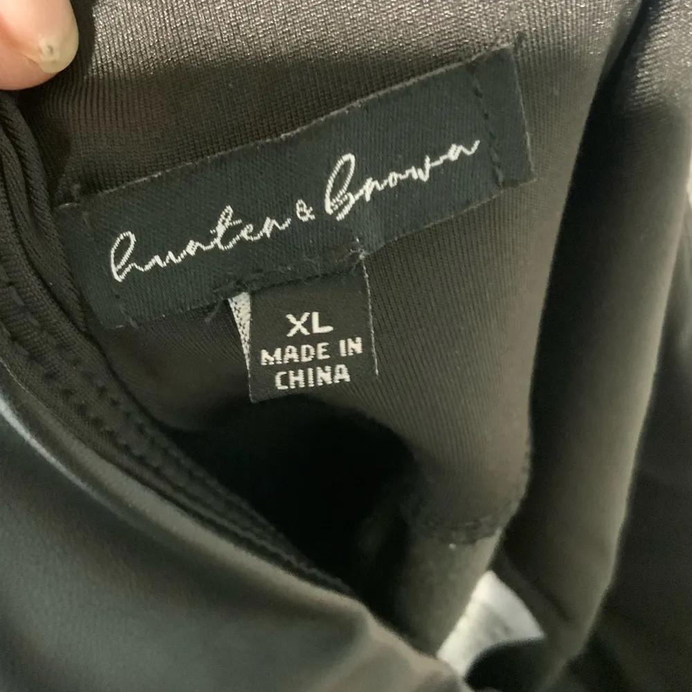 Hunter & Brown Black Faux Leather Spandex Leggings XL - Image 5