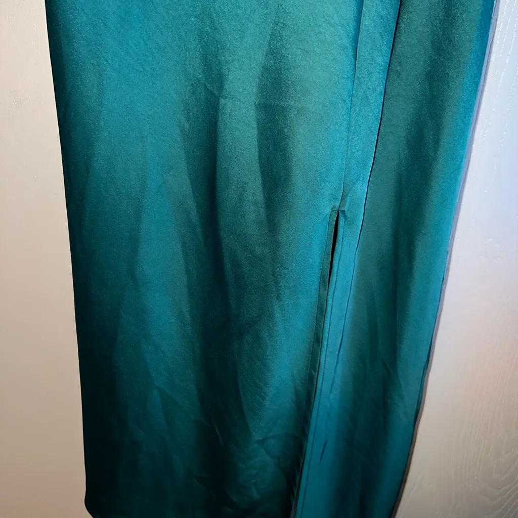 A New Day Emerald Green Midi Slip Dress with Structured Chest and a Slit Size XS - Image 4