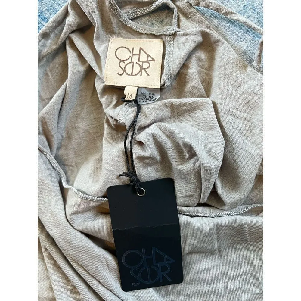 NWT! Chaser Gray Strappy Cut Out Cowl Back Tank Top Medium - Image 3