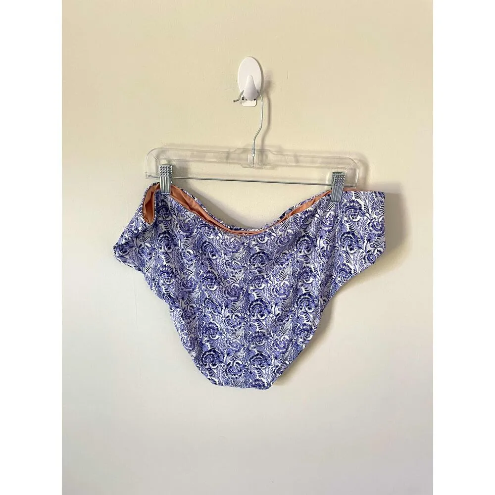 J. Crew Floral Full Coverage Bathing Suit Bottom Blue White Size 3X Plus NEW - Image 4