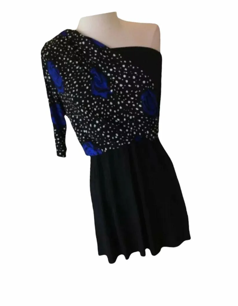 T Bags Los Angeles Dress One Shoulder Size Small Blue Black - Image 7