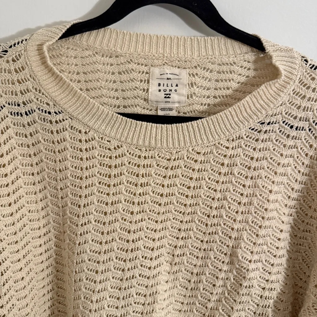 Billabong Women's Large Ivory Knit Women's Sweater Y2K Beachy Cottage Core - Image 3
