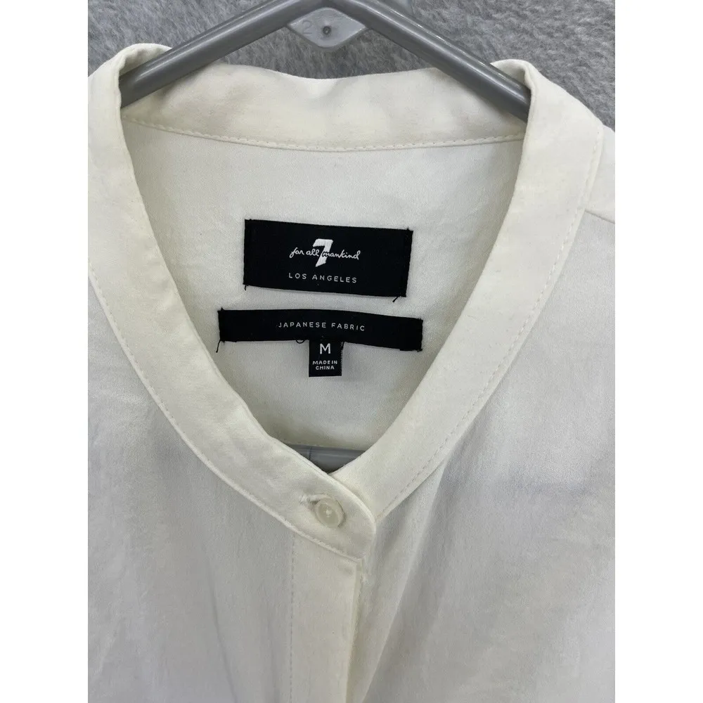 7 For All Mankind Women's Cold Shoulder Button Down Medium Japanese Fabric - Image 5