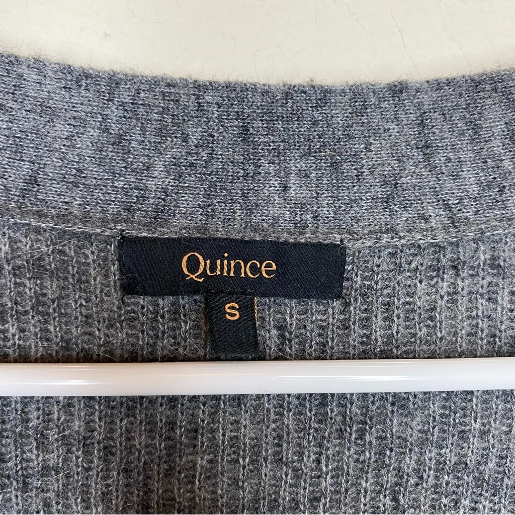 QUINCE Baby Alpaca Wool Cropped Button Down Cardigan Charcoal Gray Sz Small - Image 5