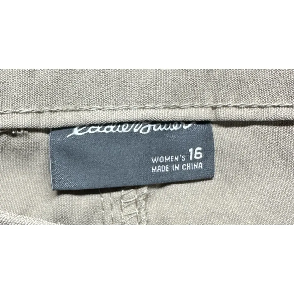 Eddie Bauer Shorts Womens 16‎ Stretch Hiking Athletic Zipper Pocket Tan Beige - Image 2